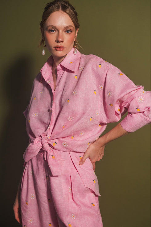 Camisa Mango Camomile Rosado